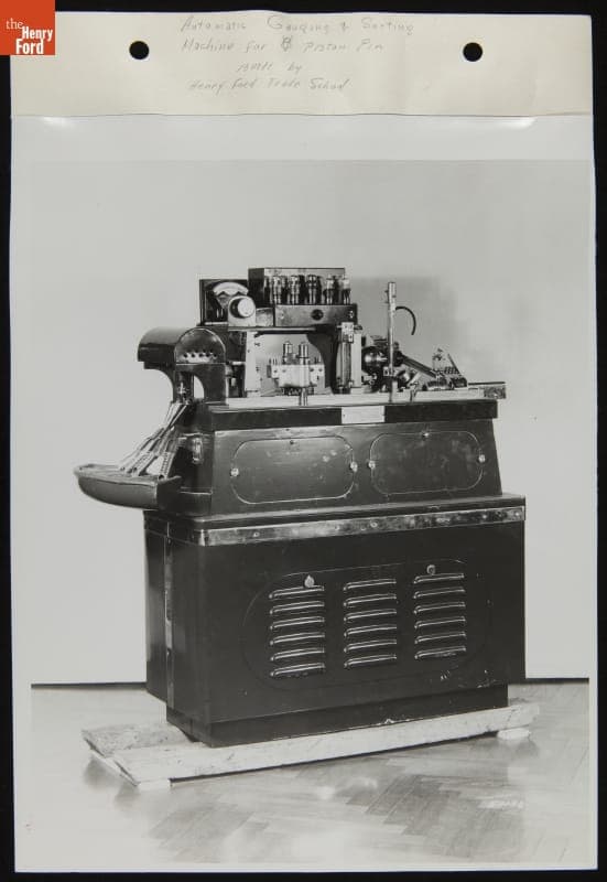 Automatic Piston Pin Gauging and Sorting Machine Designed by Claude Harvard, Photographed in Henry Ford Museum, 1942