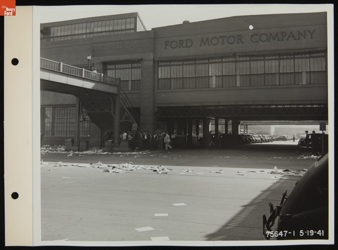 Rouge Plant Gate 4 at Miller Road after Distribution of CIO Handbills, May 1941