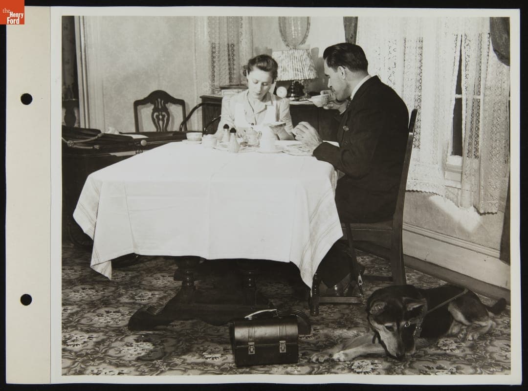 Sylvester and Irene Rypkowski at Home with Service Dog "Blackie," October 1942