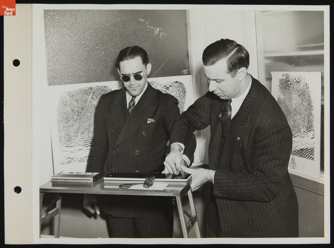 Ford Employee Sylvester Rypkowski Being Fingerprinted at Work for Identification, October 1942