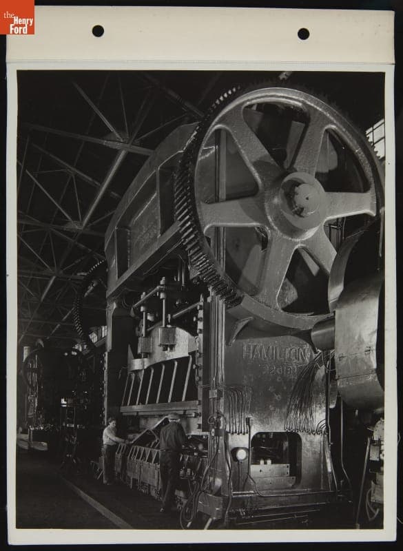 Workers Using Hamilton Press at Murray Corporation of America, Used for Rotunda Mural, 1936