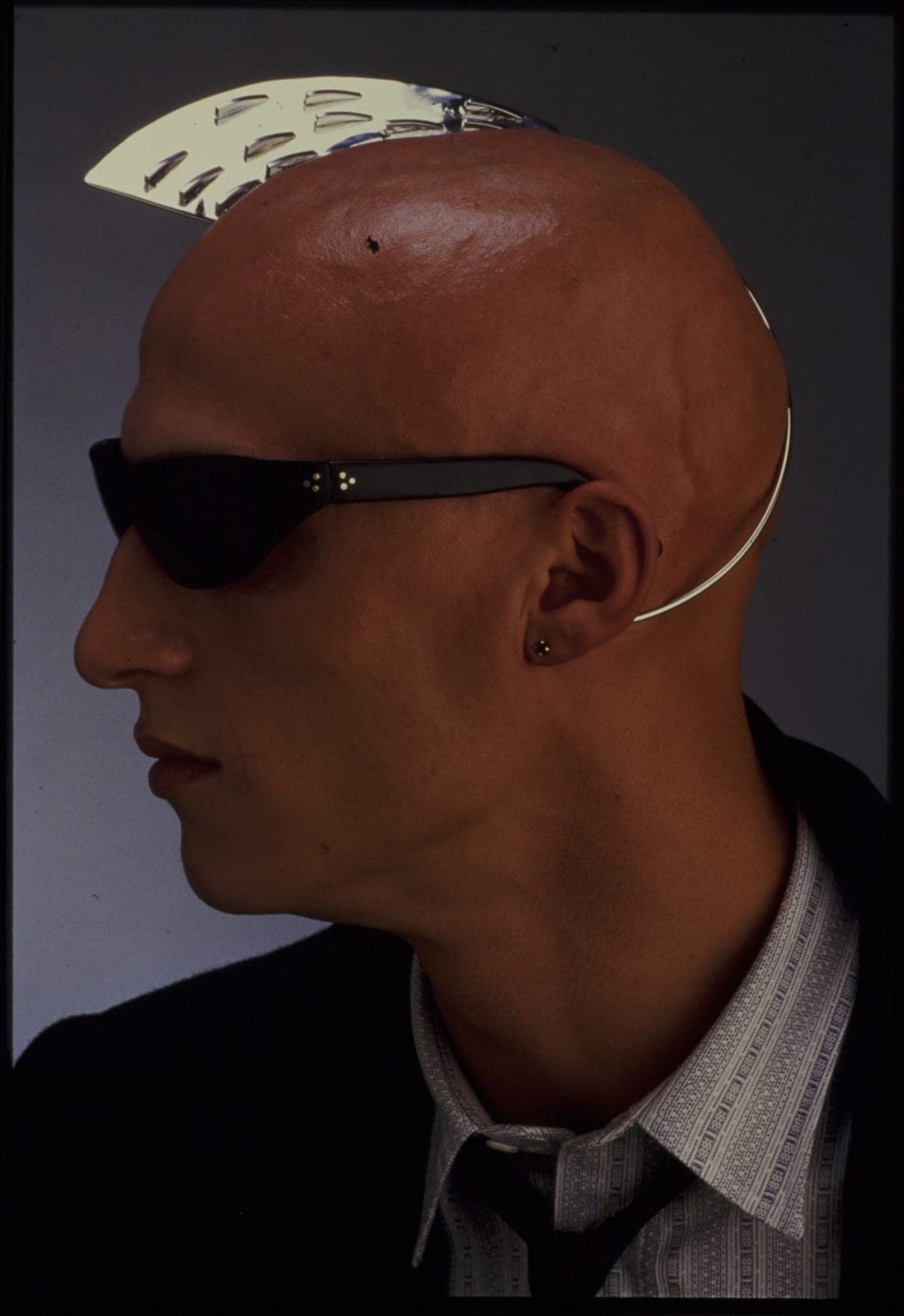 Model Wearing Walking Office Wearable Computer Prototype, circa 1984