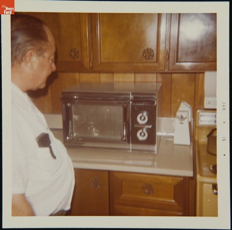 Edwin Harper with His New Amana Radarange, January 1976