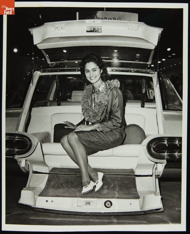 Miss Hawaii, Leina'ala Teruya, with Ford Aurora at New York World's Fair, 1964
