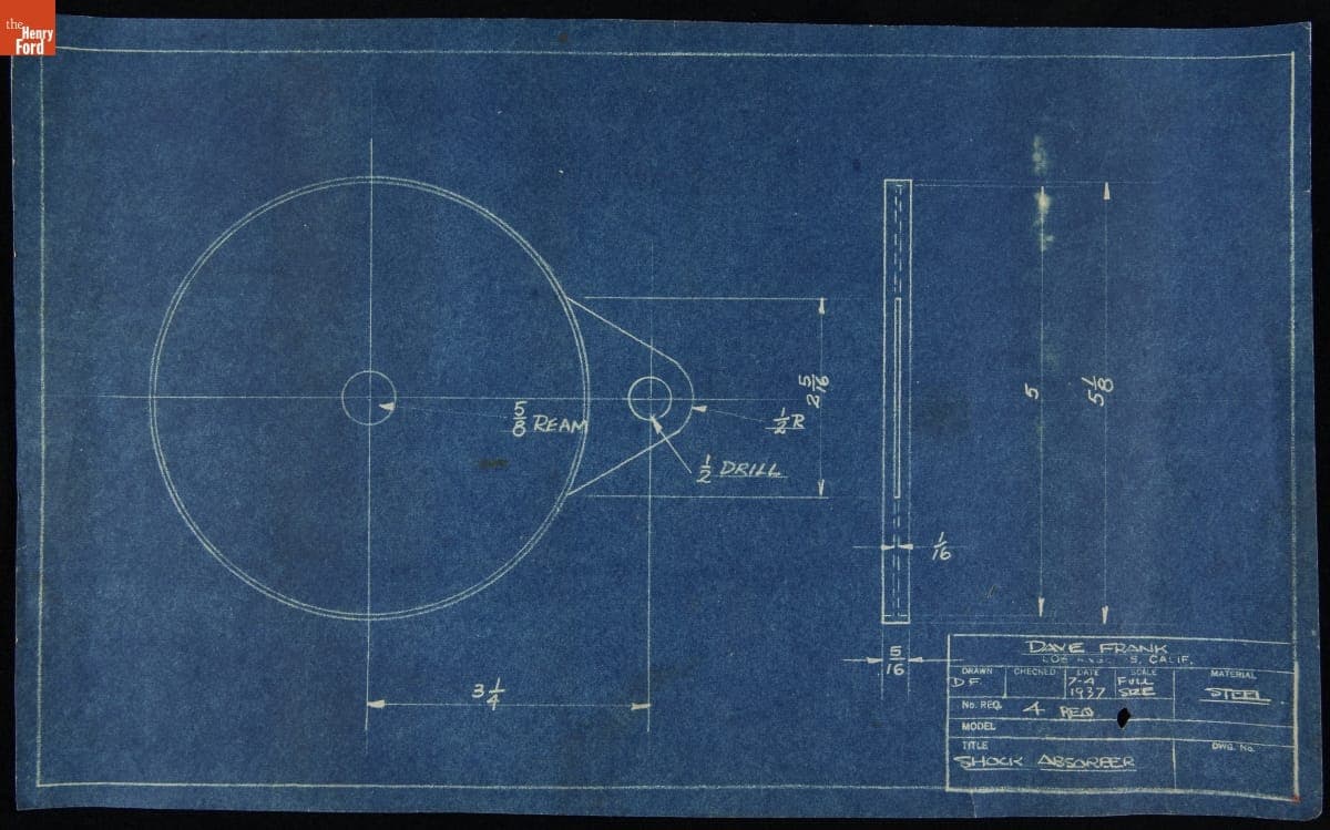 Drawing. "230 Shock Absorbers." Dave Frank, Los Angeles, California, July 4, 1937