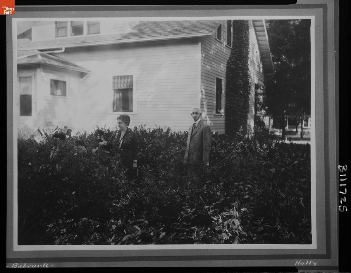 Isabelle and J.R. Jones in Backyard of Their House in Holly, Michigan, 1914-1924
