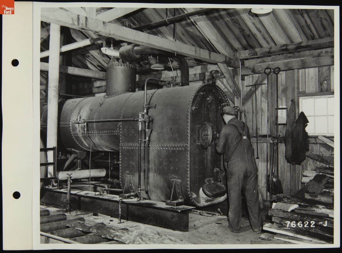Worker inside the Sawmill at the Willow Run Bomber Plant, March 5, 1942