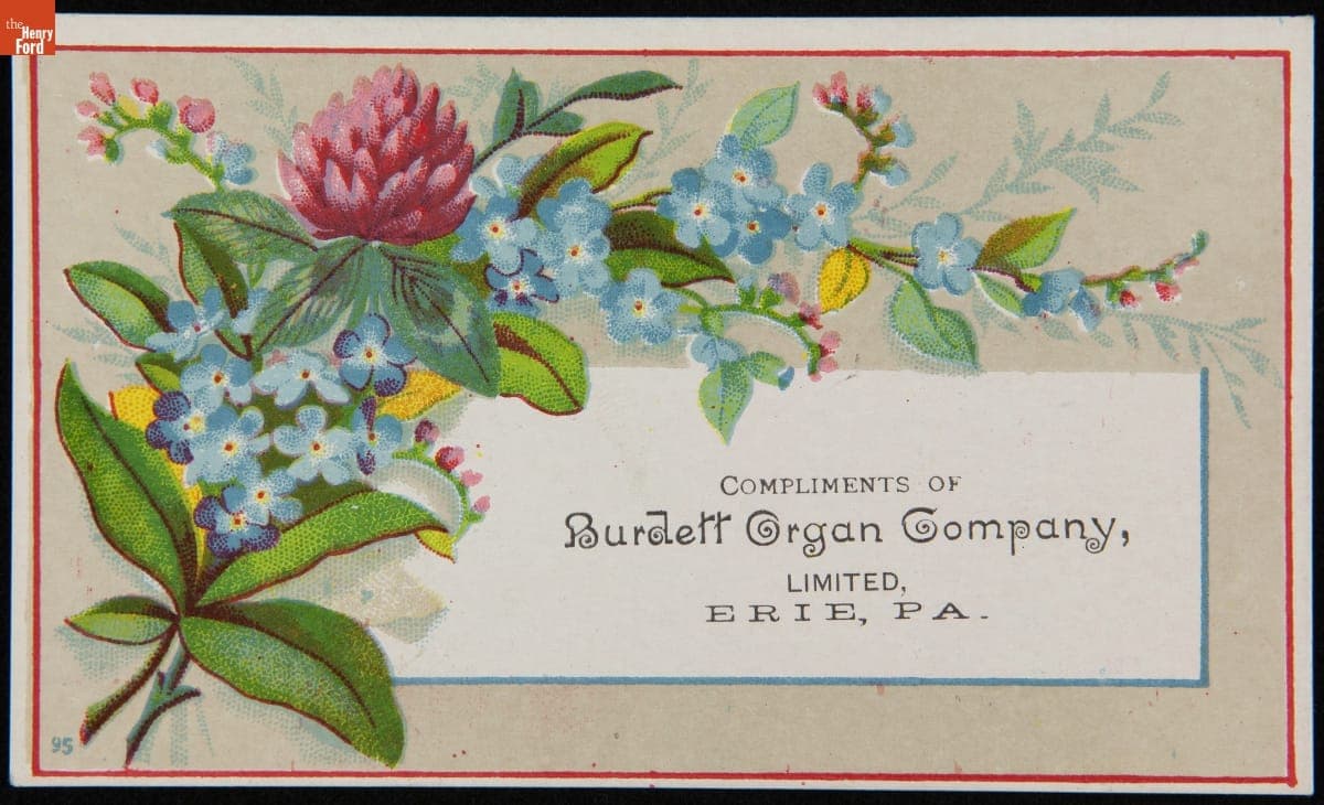 Trade Card for the Burdett Organ Company, 1880-1885