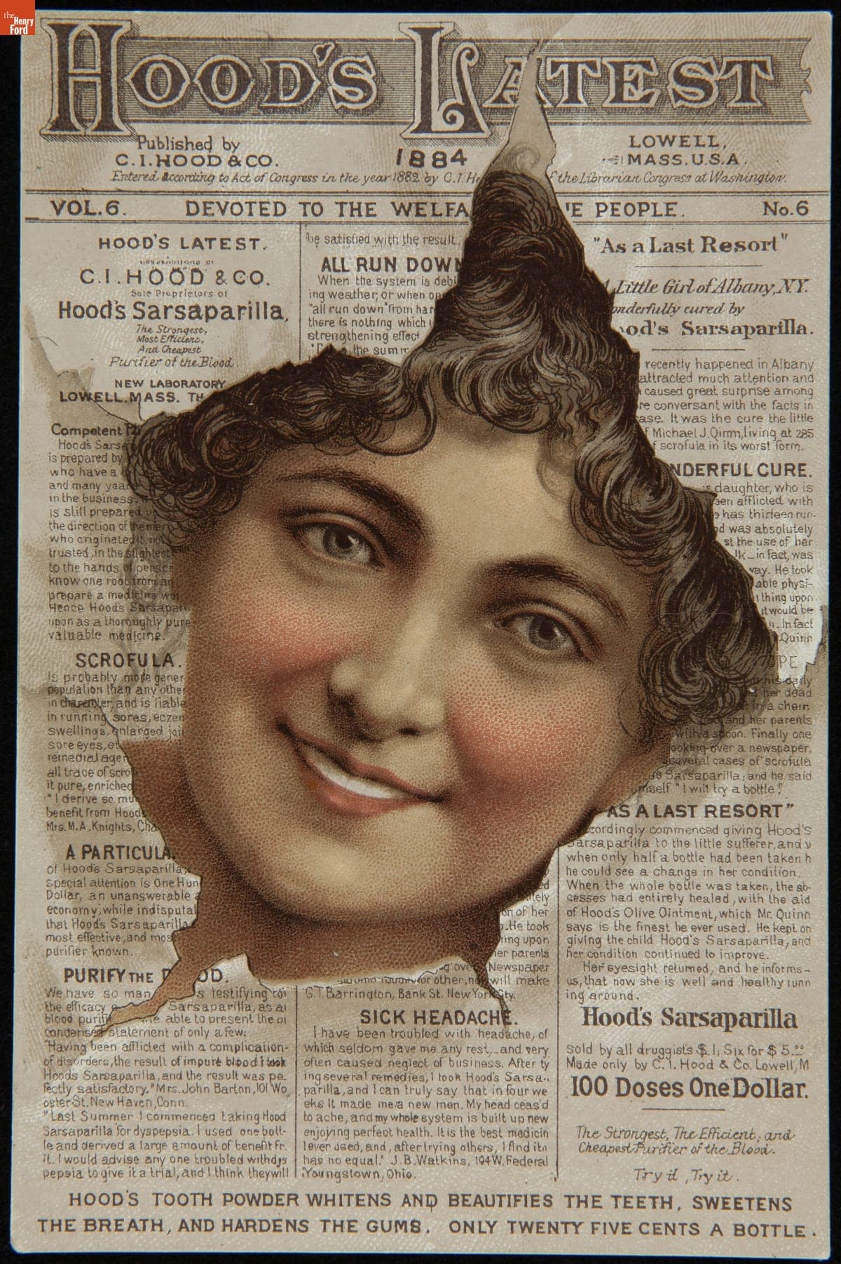 Trade Card for Hood's Sarsaparilla, C.I. Hood & Co., 1884