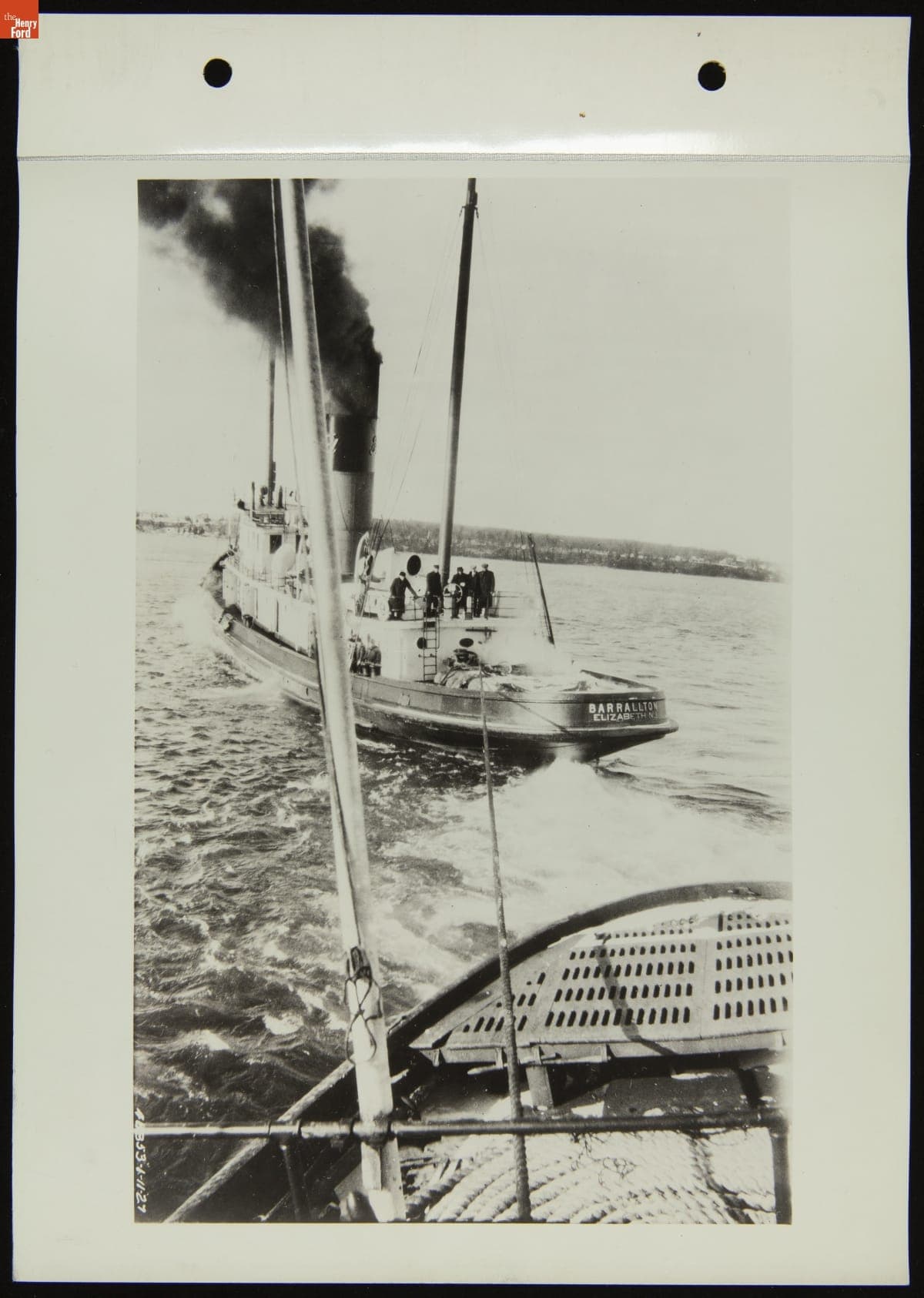 Stern of Ford Tugboat "Barrallton" Towing Salvage Ship, January 11, 1927