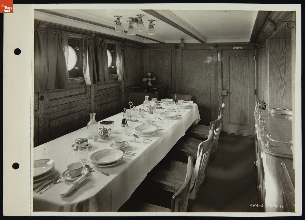 Crew Dining Room on Ford Towboat "Lake Ormoc," October 16, 1935