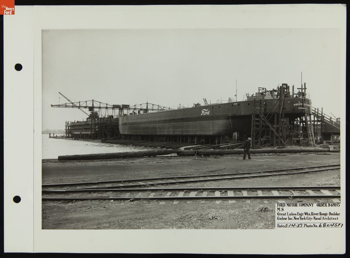 Ford Freighter "Green Island" under Construction at Great Lakes Engineering Works, May 14, 1937