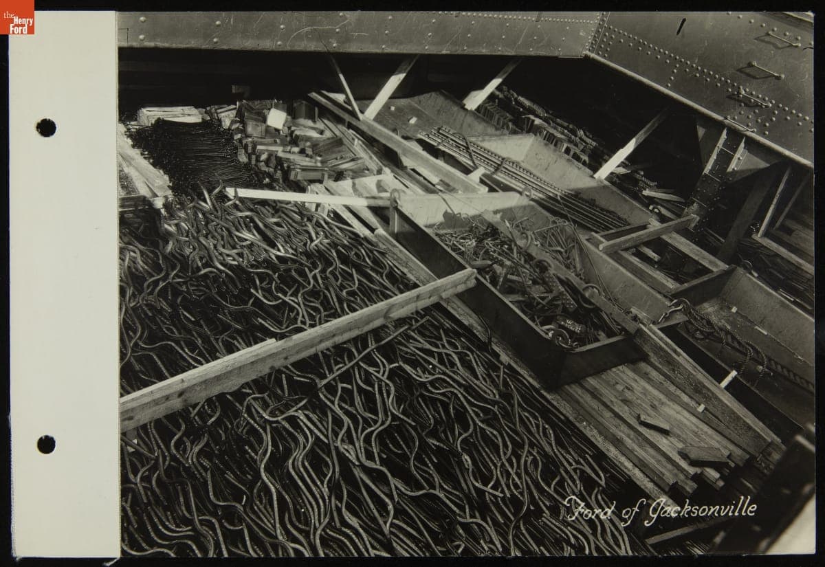 Automobile Parts Loaded in Hull of Freighter "Oneida," circa 1924