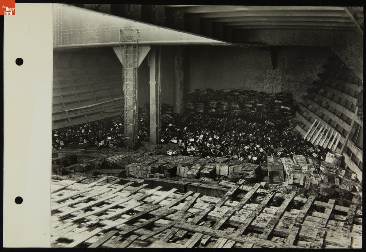 Hull of Freighter "Onondaga" Loaded with Automobile Parts, circa 1929