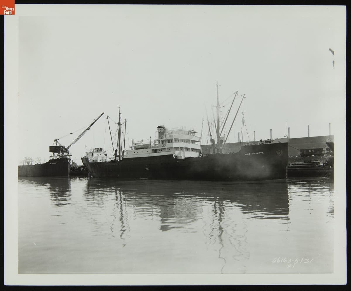 Ford Freighter "Lake Osweya" Docked at Rouge River Factory, Dearborn, Michigan, May 1, 1931