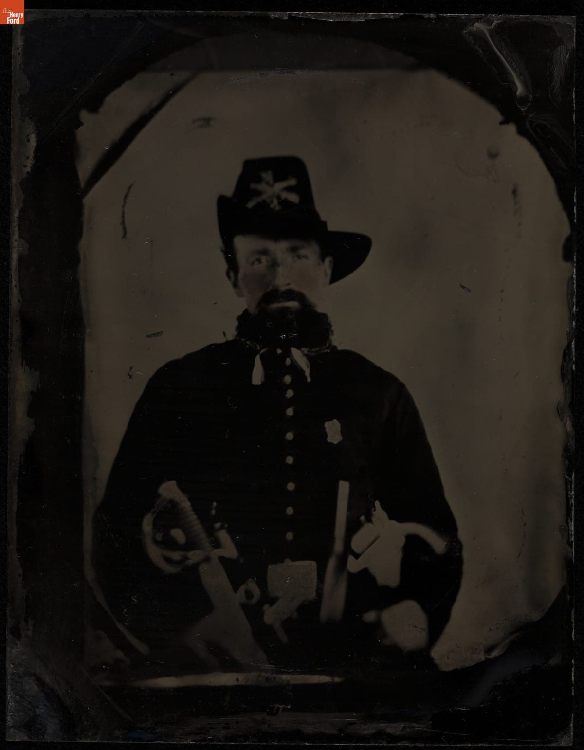 Soldier in a Hardee Hat with Crossed Sabers, circa 1865