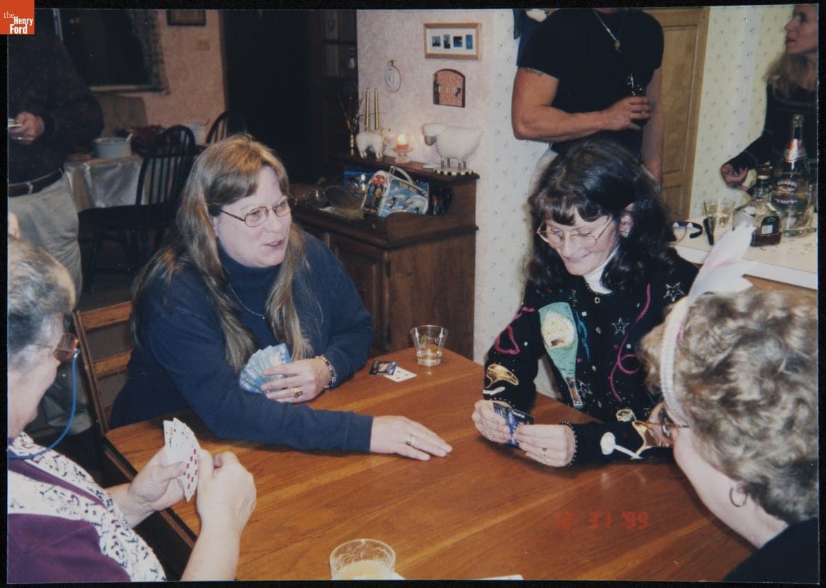 Women Playing a Card Game at a New Year's Eve Party, December 31, 1999