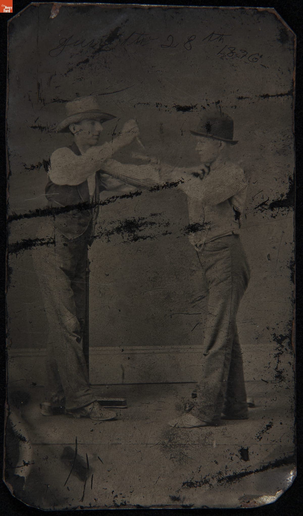 Staged Portrait of Two Teenage Boys Fighting, June 28, 1876