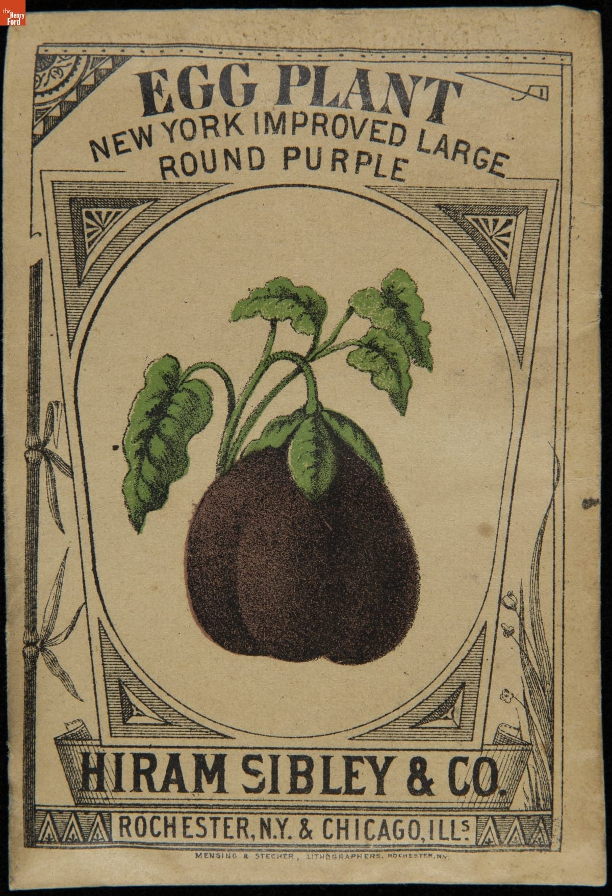 Hiram Sibley & Co. "Egg Plant New York Improved Large Round Purple" Seed Packet, Used in the C.W. Barnes Store, 1882-1888