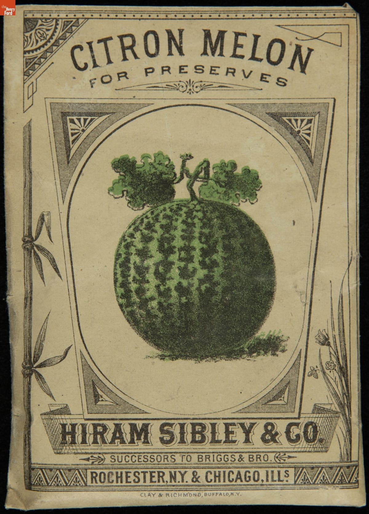 Hiram Sibley & Co. "Citron Melon for Preserves" Seed Packet, Used in the C.W. Barnes Store, 1882-1888