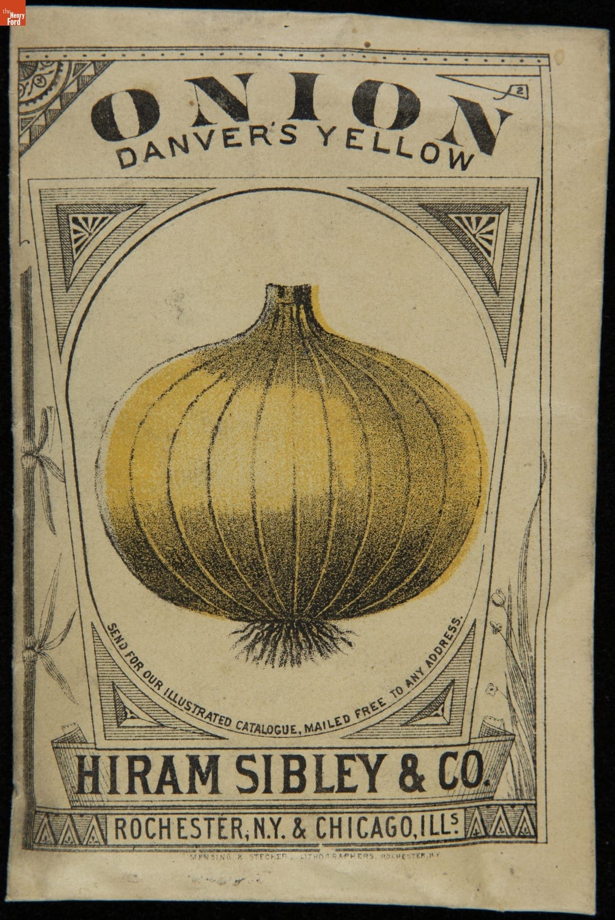 Hiram Sibley & Co. "Onion Danver's Yellow" Seed Packet, Used in the C.W. Barnes Store, 1882-1888