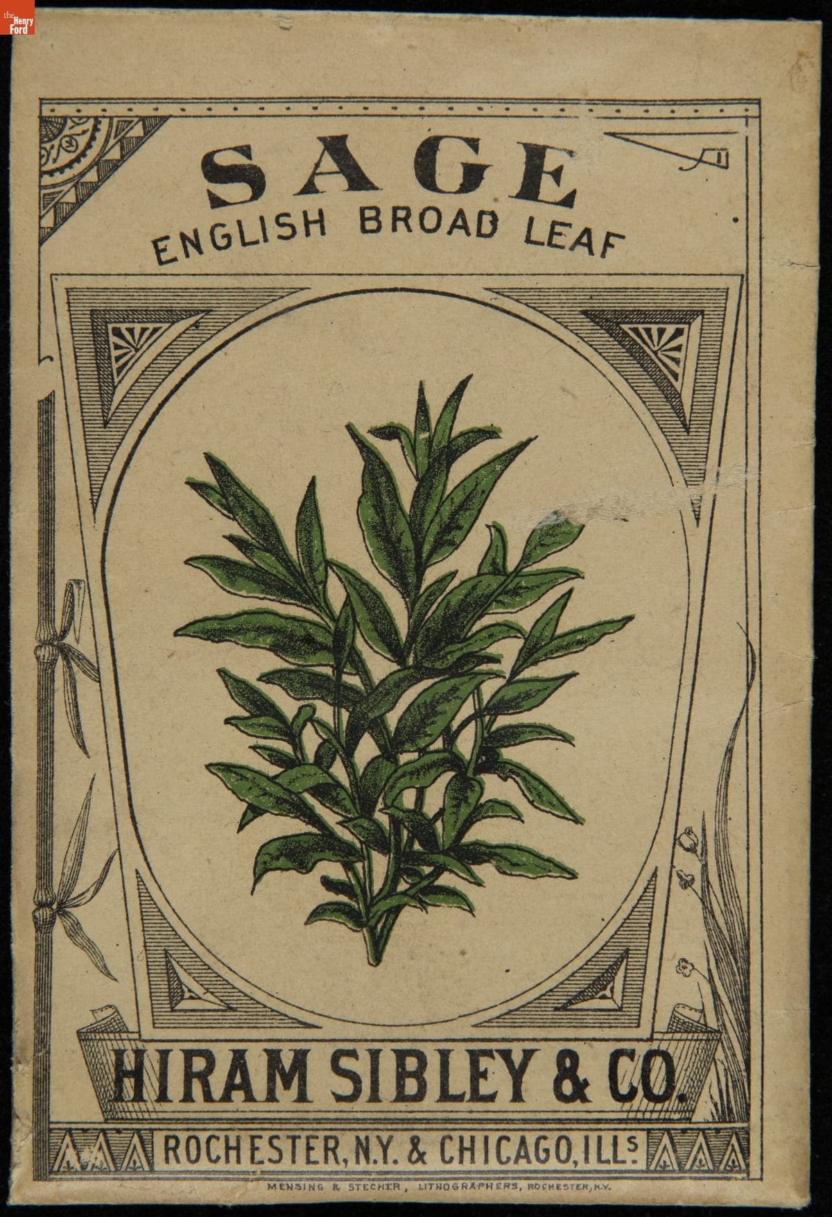 Hiram Sibley & Co. "Sage English Broad Leaf" Seed Packet, Used in the C.W. Barnes Store, 1882-1888