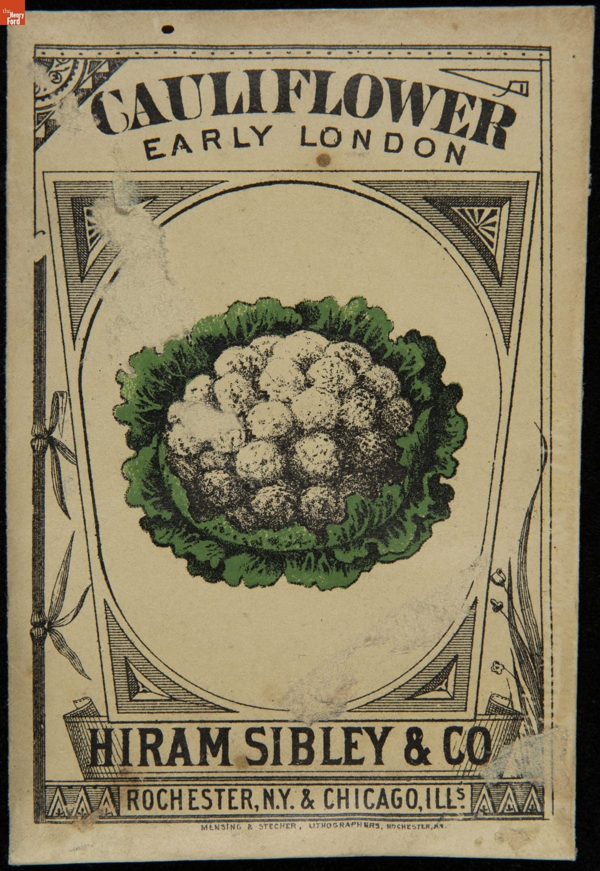 Hiram Sibley & Co. "Cauliflower Early London" Seed Packet, Used in the C.W. Barnes Store, 1882-1888