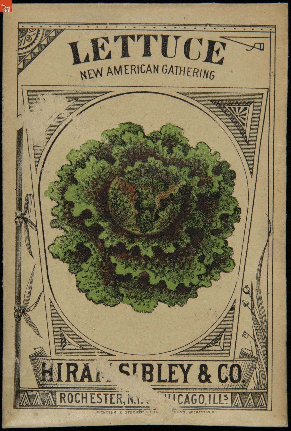 Hiram Sibley & Co. "Lettuce New American Gathering" Seed Packet, Used in the C.W. Barnes Store, 1882-1888