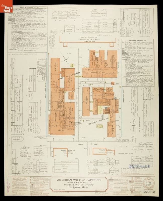 Fire Insurance Map of the American Writing Paper Co., Holyoke, Massachusetts, Surveyed April 23, 1914