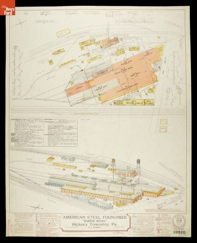 Fire Insurance Map of American Steel Foundries "Sharon Works," Hickory Township, Pennsylvania, Surveyed August 1, 1913