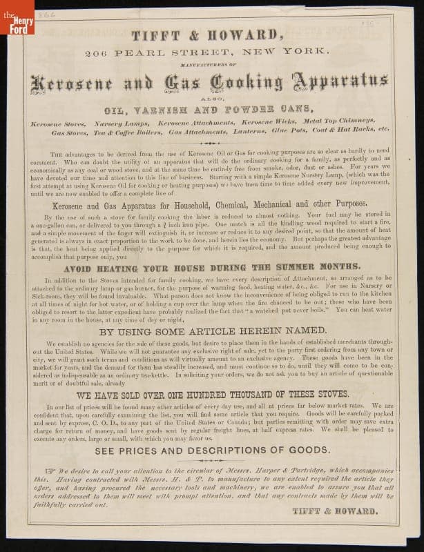 "Kerosene and Gas Cooking Apparatus," 1866