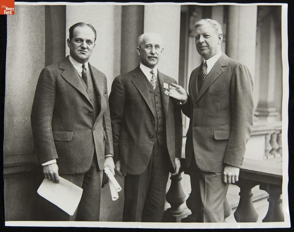 Orville Wright Receives the Distinguished Flying Cross from Secretary of War Frank Davis, 1929