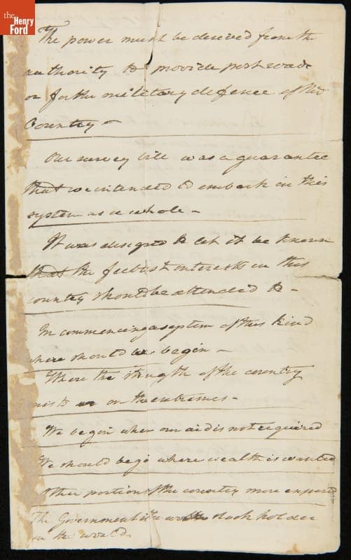 Alexander Hamilton's Arguments against Federal Subscription of Stock in the Proposed Chesapeake and Delaware Canal, circa 1803