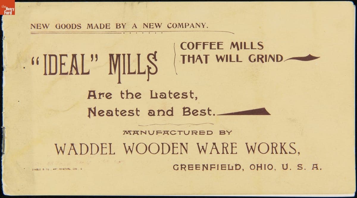 Waddel Wooden Ware Works Catalog, "Ideal Coffee Mills," circa 1900