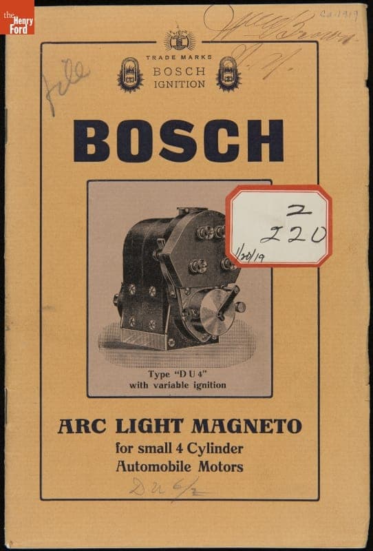 "Bosch Arc Light Magneto for Small 4 Cylinder Automobile Motors," circa 1919