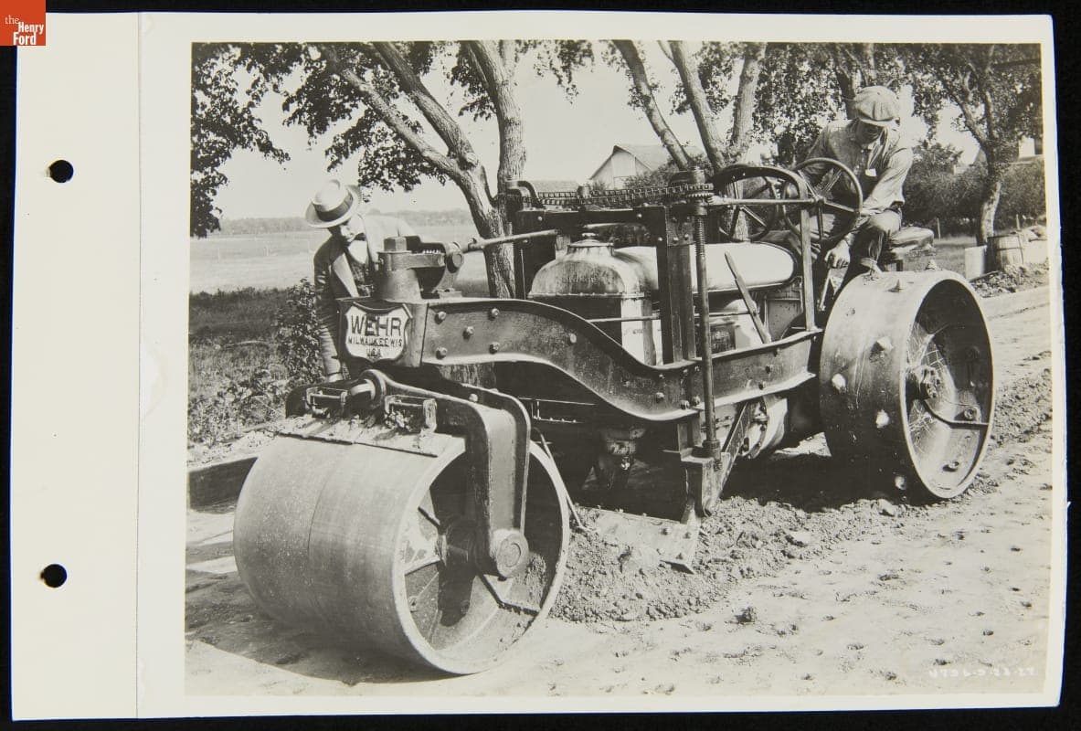 Fordson Tractor Equipped with Wehr Road Grader and Roller, 1927