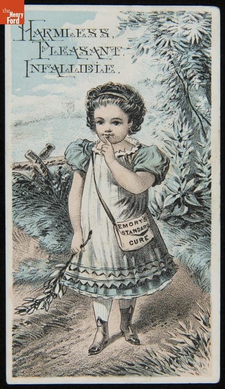 Trade Card for Emory's Standard Cure, "Harmless, Pleasant, Infallible," circa 1885