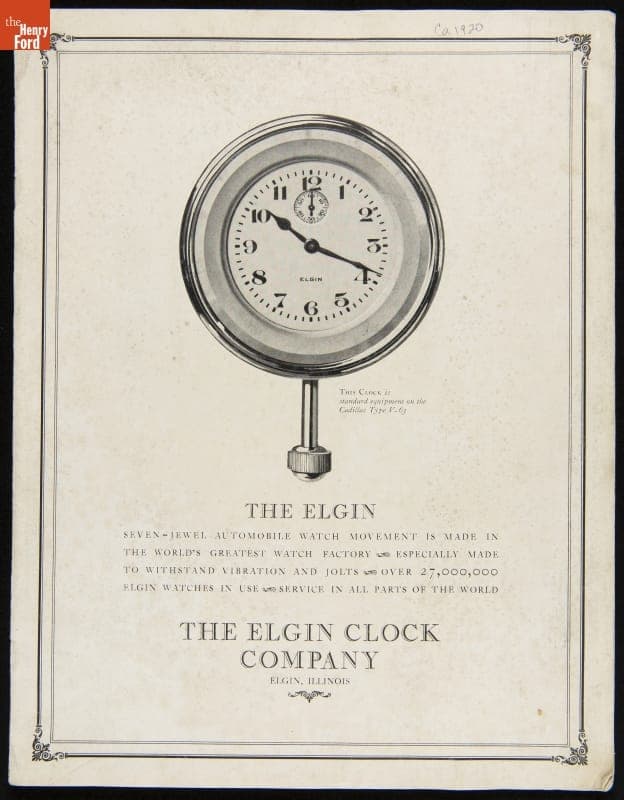Catalog for the Elgin Seven-Jewel Automobile Watch, circa 1920
