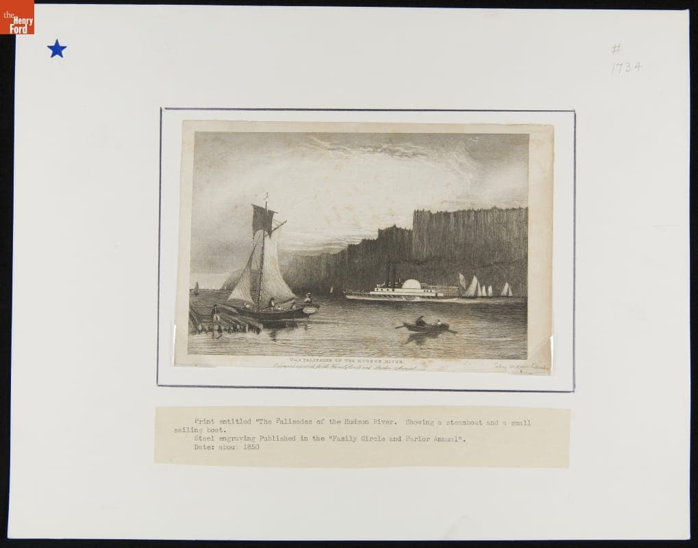"The Palisades on the Hudson River," circa 1850