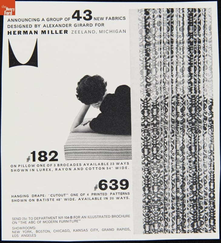 "Announcing a Group of 43 New Fabrics Designed by Alexander Girard for Herman Miller," 1954-1957