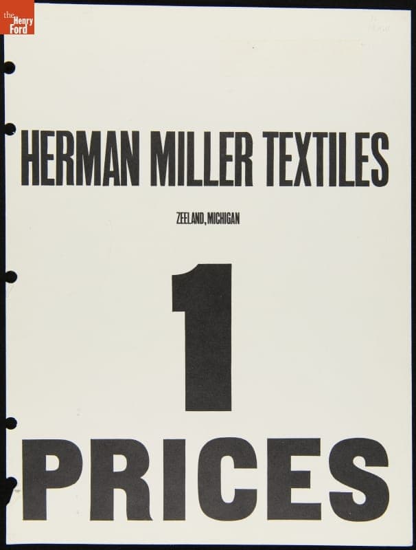 Herman Miller Textiles, 1, Prices, July 1961