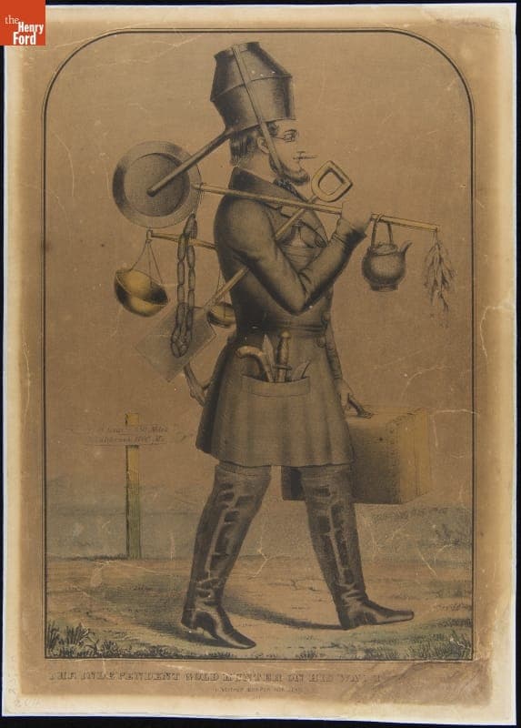 "The Independent Gold Hunter on His Way to California, I Neither Borrow Nor Lend," circa 1850