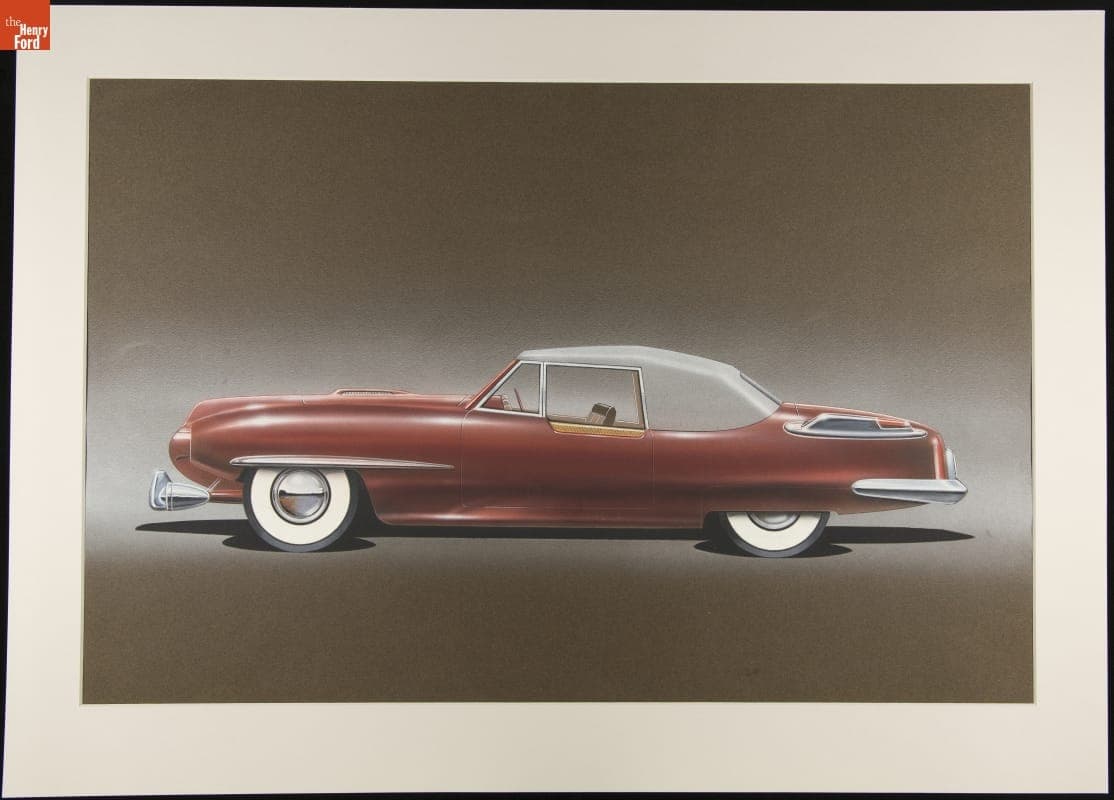 1949 Concept Car Drawing by Alex Tremulis, Anticipating the 1956-1957 Continental Mark II