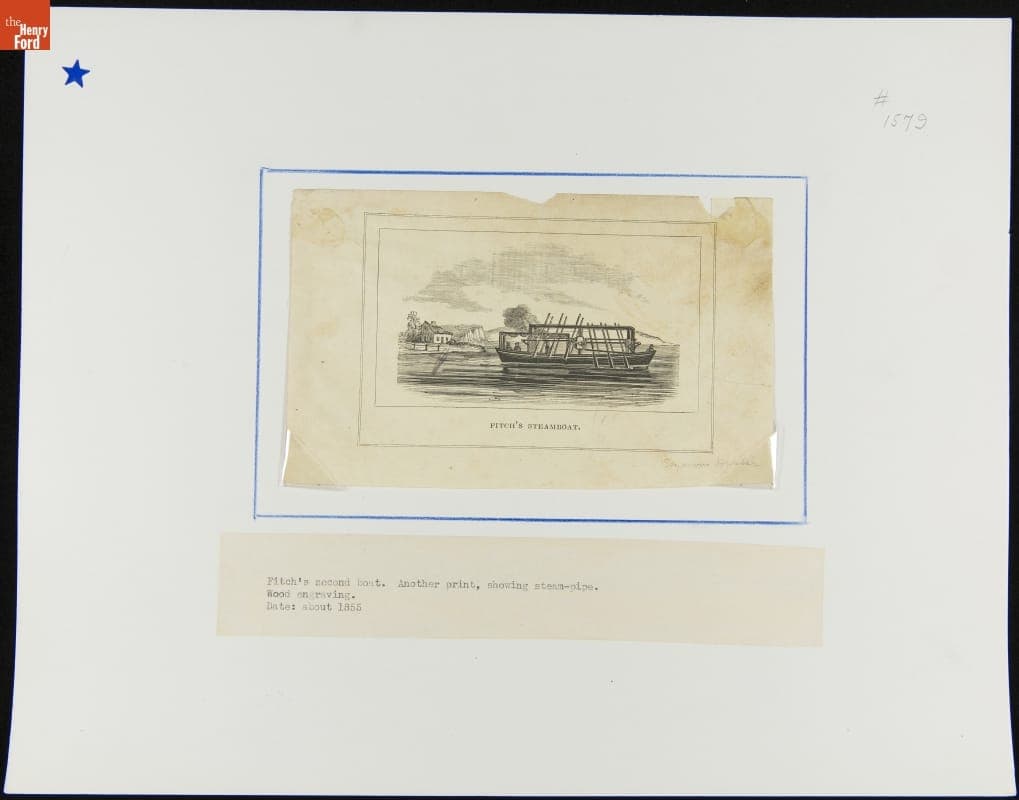 "Fitch's Steamboat," Wood Engraving, circa 1855