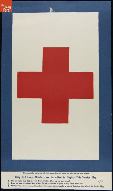 American Red Cross Service Flag Window Sign, 1917