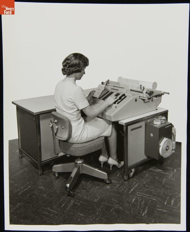 Woman Using Burroughs Corporation Offfice Equipment, June 1963
