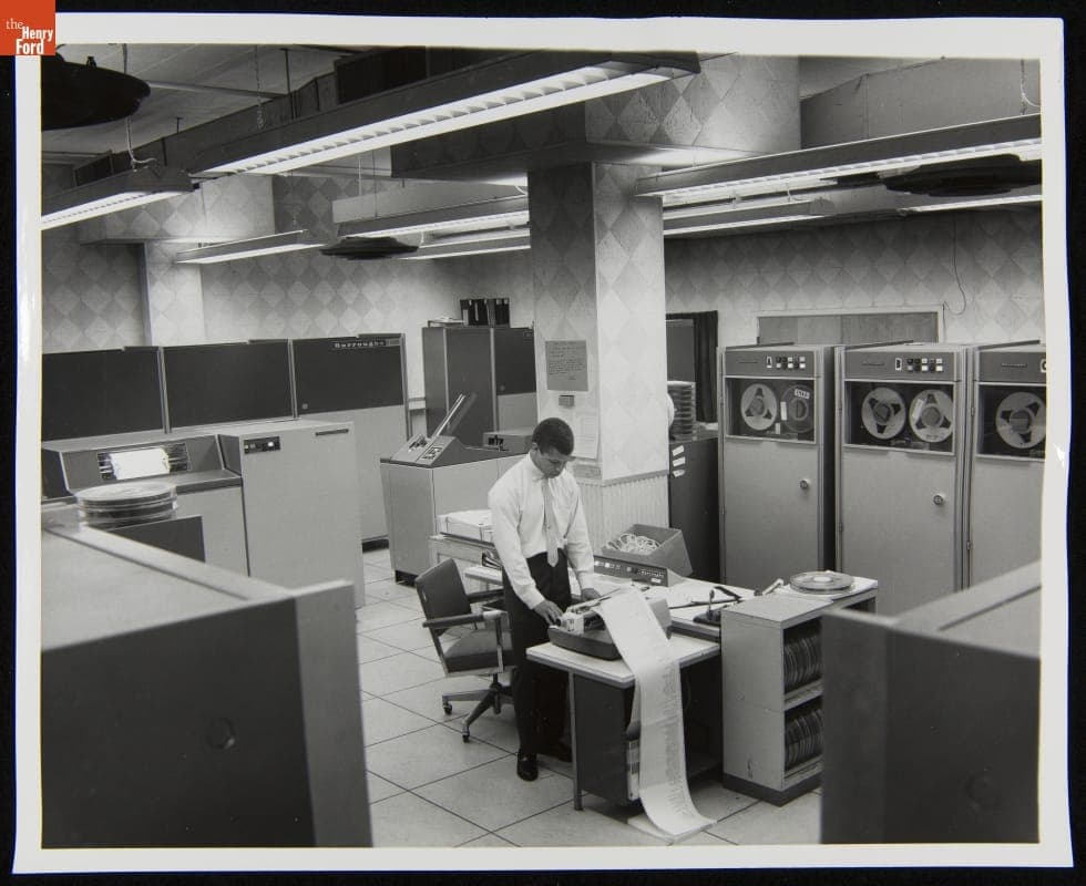 Man with Burroughs Corporation Computer Equipment, April 1967