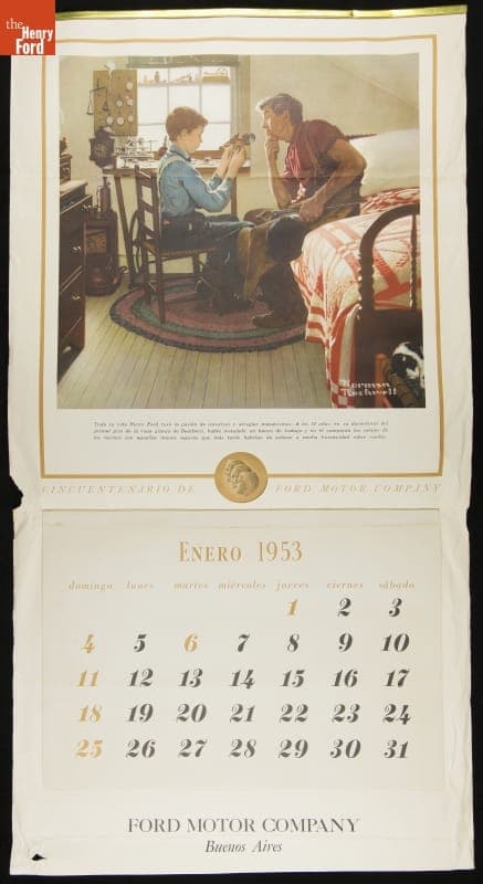 Ford Motor Company Fiftieth Anniversary Calendar for Distribution in Buenos Aires, Argentina, 1952-1953