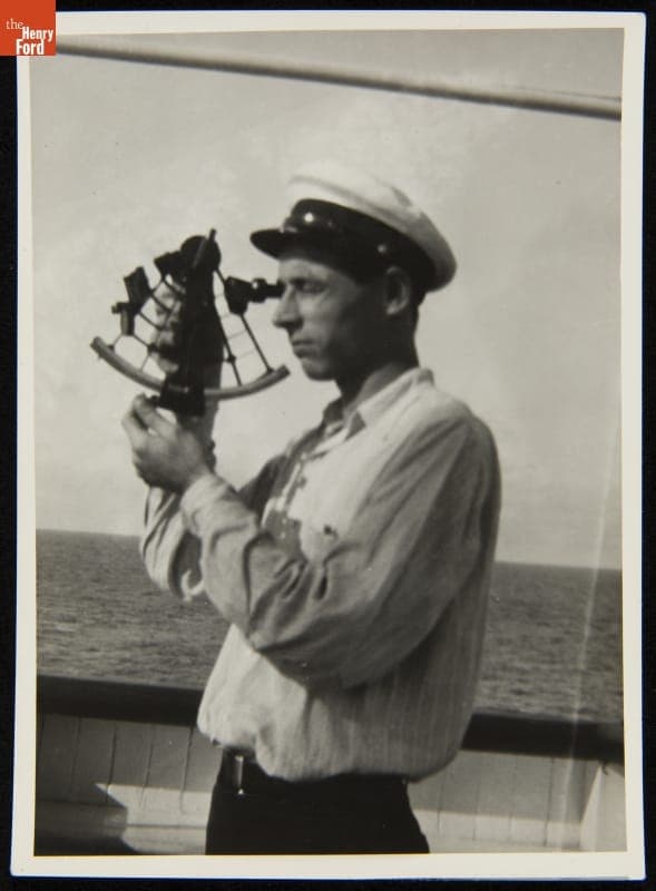 Hamid Durmisevich Using a Sextant, 1930