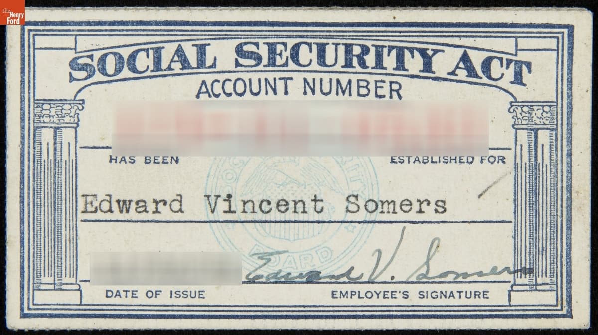 Social Security Card for Edward Vincent Somers, Issued November 30, 1936